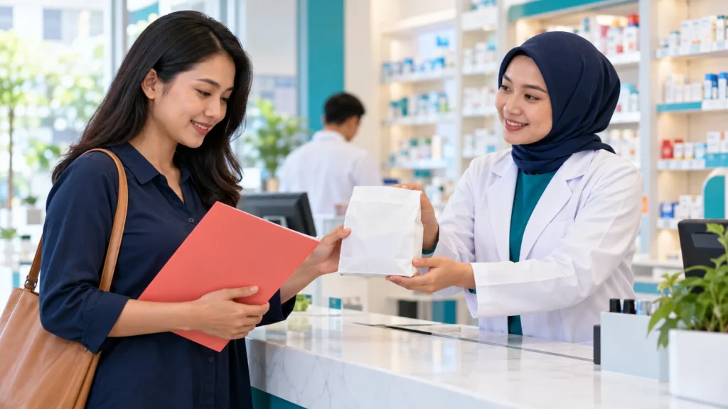 Ilustrasi persiapan pengambilan obat Program Rujuk Balik di apotek